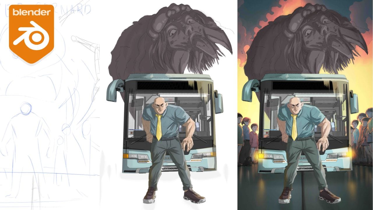 Blender, Mixamo, SketchFab, MidJourney pour la BD
